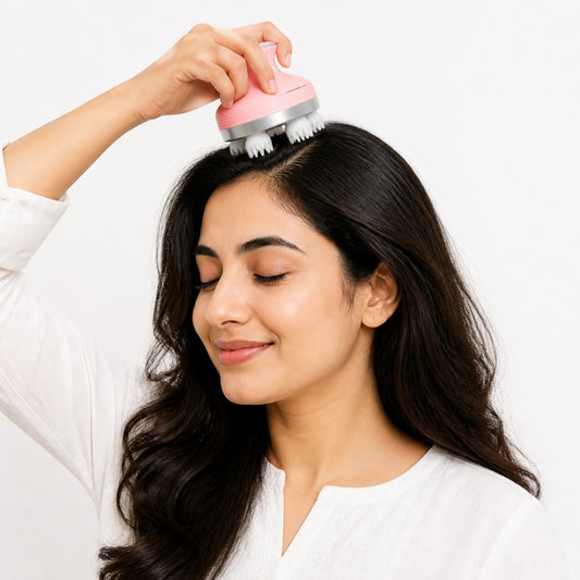 Woman using electric smart scalp massager