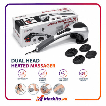 Electric Dual Head Heated Hammer Massager | Deep Tissue Pain Relief