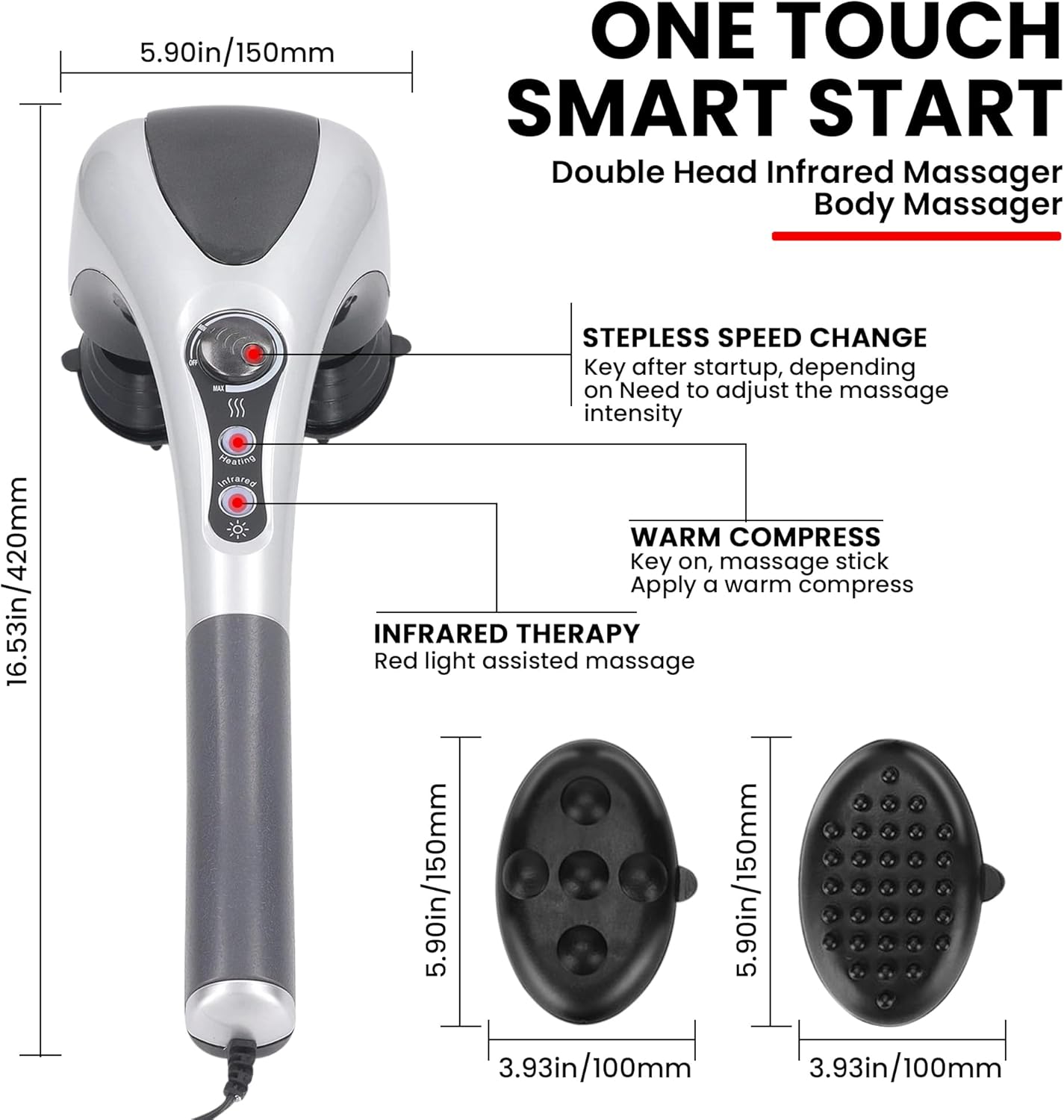 Electric Dual Head Heated Hammer Massager | Deep Tissue Pain Relief