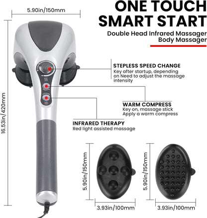 Electric Dual Head Heated Hammer Massager | Deep Tissue Pain Relief