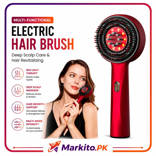 Electric Scalp Massager with Red Light Therapy – 72 Massage Bristles, 360° Kneading Hair & Head Massager for Stress Relief & Hair Care