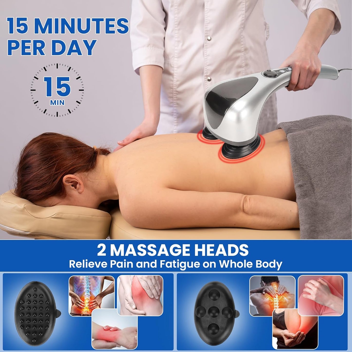 Electric Dual Head Heated Hammer Massager | Deep Tissue Pain Relief