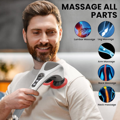 Electric Dual Head Heated Hammer Massager | Deep Tissue Pain Relief