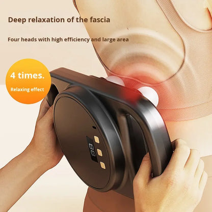 4-Head Electric Massage Gun | Deep Tissue Percussion Massager