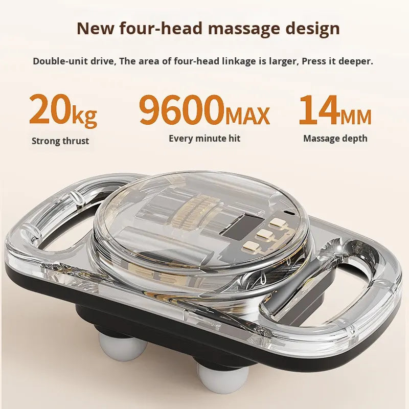 4-Head Electric Massage Gun | Deep Tissue Percussion Massager