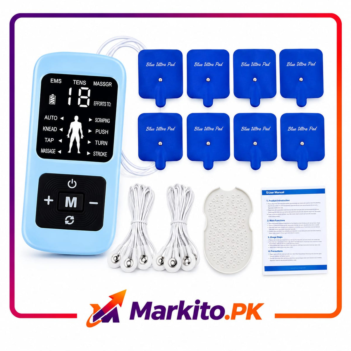 TENS EMS Period Pain Relief Massager (8 Pads) – Portable Electric Therapy Device
