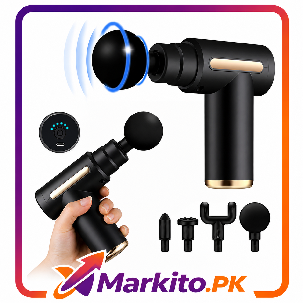Rechargable Massage Gun with 4 Different Heads