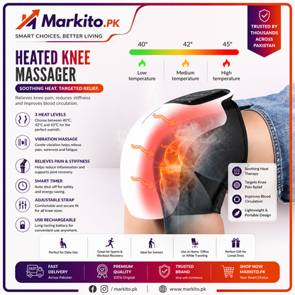 Heated Knee Massager | Electric Knee Heating &amp; Vibration Therapy Wrap
